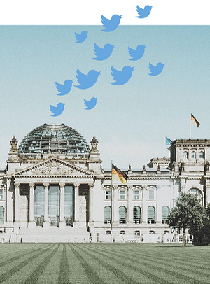Grafik "Twittern aus dem Bundestag" (Tim Hüfner (Unsplash), Bearbeitung: BAdW)